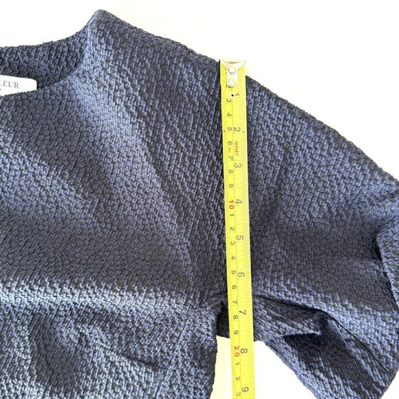 MM.LaFleur Women The Susanna Sheath Dress in Italian Pebble Jacquard Navy - Picture 10 of 13